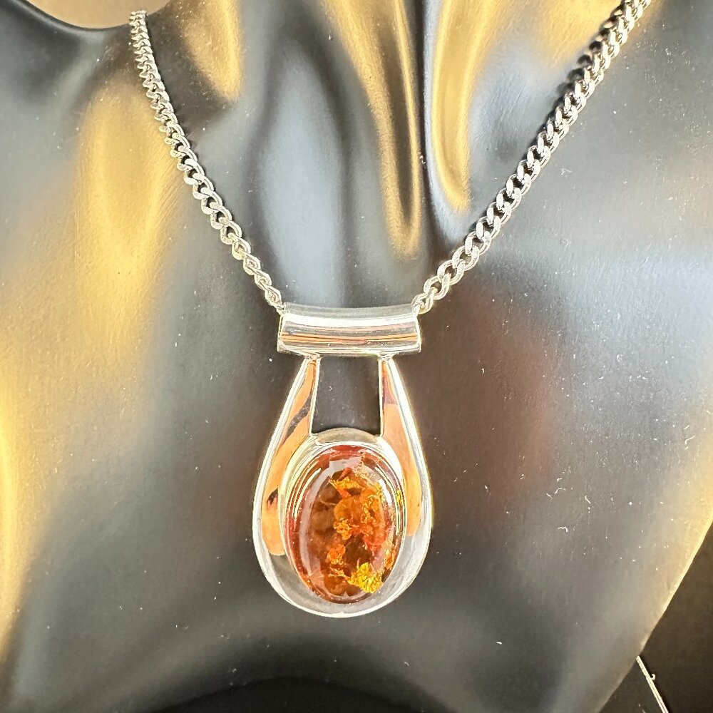 🔥✨ DDD 925 STERLING SILVER AMBER PENDANT ✨🔥